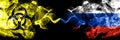 Quarantine in Russia, Russian. Coronavirus COVID-19 lockdown. Smoky mystic flag of Russia, Russian with biohazard symbolÃÂ placed